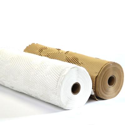 China Gift Wrapping 500mm*30m Degradable White Honeycomb Cushion Wrapping Paper Cushion Paper for sale