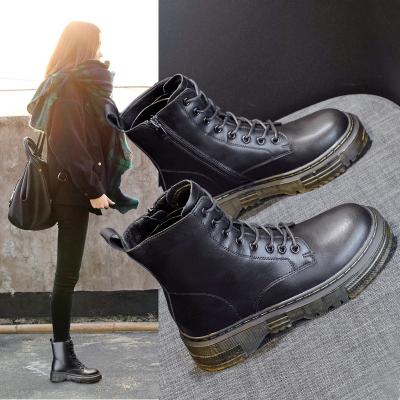 China Full Grain Cow Leather Brown Autumn Winter Waterproof High Quality Feminine Ladies Ladies Designer Shoes Martin Boots For Women for sale