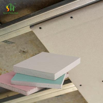 China Folhas da placa de gesso da cor verde 9mm, placa de gipsita de Sheetrock para o prédio de escritórios à venda