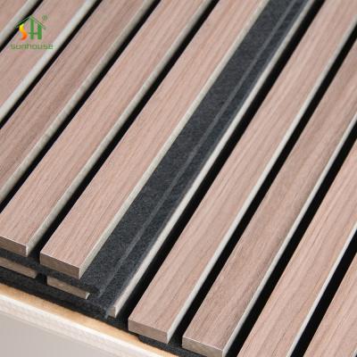 China Waterproof Fireproof Interior Wall Decoration Oak Wall Panels Eco-Friendly Acoustic Slat Wall Panel for sale