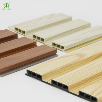 China Modern Design Aesthetic Impact Resistance Ventilated Triple-Hole Grating Board Durable Wpc Facade Wall Panel for sale