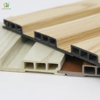 China Modern Design Impact Resistance Wpc Fluted Panel Durable Triple-Hole Ventilation Board For Outdoor for sale