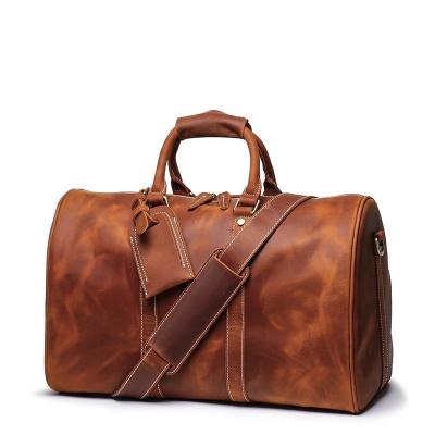 China Multificational Large Capacity Business Weekend Bags Genuine Leather Men Travel Fleece Duffle Tote Bag Without Shoe Pocket for sale