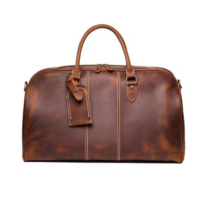 China Wholesale Custom Multificational Vintage Horse Leather Crazy Weekend Duffel Travel Bags For Men for sale