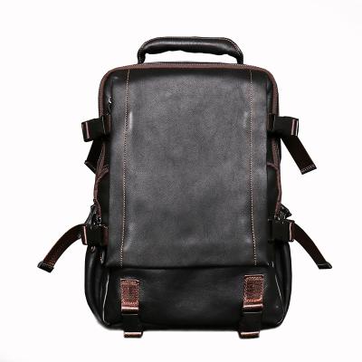 China Stitching Stitch Factory Wholesale School Backpack School Bags Genuine Leather Backpacks Fashion Schoolbag Black Young Girl Schoolbag for sale