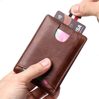 China Custom Made High Quality Shorts Men's Slim Genuine Leather RFID Bifold Wallet RFID Blocking Men's Wallet for sale