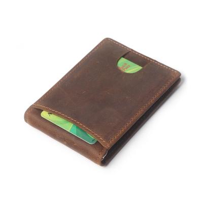 China 2019 RFID Blocking Men's RFID Leather Wallet Front Pocket Minimalist Slim Thin Wallet for sale