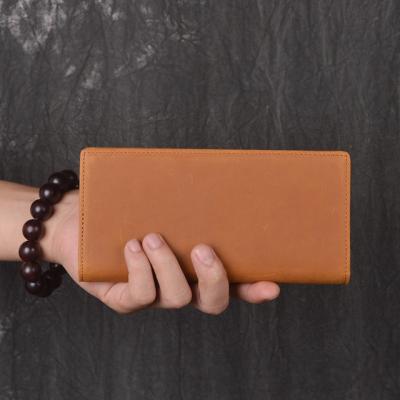 China No Wallet&purse Wallet Minimalist Unisex Genuine Leather Long Vintage Top Layer Leather Various Leather Colors Customized Desgin for sale