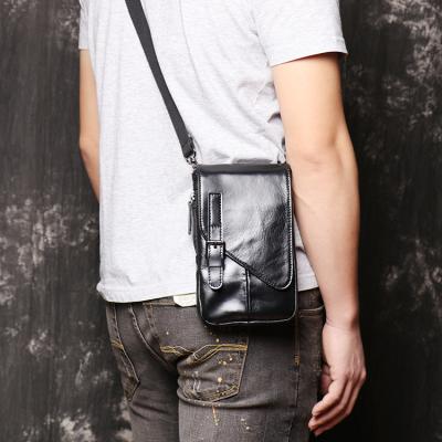 China Multifunction Real Leather Sling Bag Men Mini Box Boys for sale