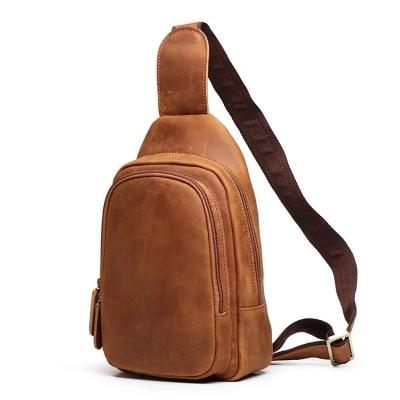 China Luojia exportodm multifunctional exclusive leather bag sling chest bag sports crossbody men leather chest bag for sale