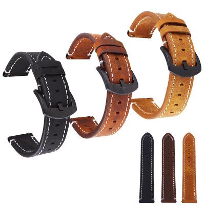 China Luxury Genuine Leather Watchband 3 Colors 18mm 19mm 20mm 21mm 22mm 24mm Watch Band Greasedleather Strap for sale