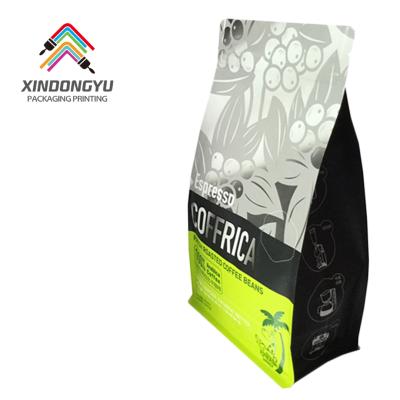 China Custom Matte Printing Food Grade Aluminum Foil Zipper Lock Block Bottom Barrier Up Coffee Packaging Bag Plastic Holder for sale