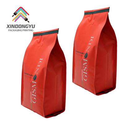 China Custom Printing Colorful Self Adhesive Aluminum Foil Matte Block Bottom Barrier Up Coffee Bag Coffee Packaging Square Bottom Stand for sale