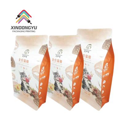 China ANTI-STATIC Custom Recyclable Plastic Aluminum Foil Resealable Matte Bottom Flat Bottom Square Stand Up Bags For Packaging Cat Food for sale