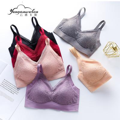 China Exquisite lace QUICK DRY beauty comfortable bra back no trace no button steel adjustable camisole back ring latex underwear thai women for sale