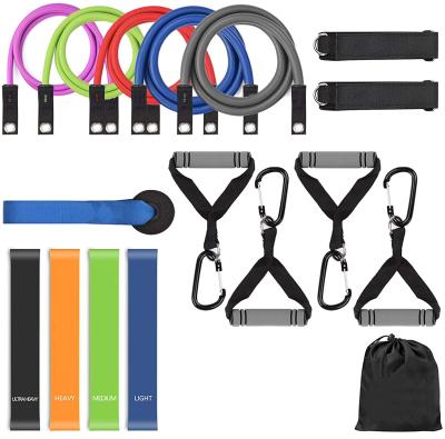 China Gym Resistance Bands Set With Handles, Elastic Workout Latex Tubes Fitness Training for sale