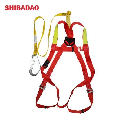 China Fall Protection Equipment Electric Full Body Protective Falling Safety Harness With Double Hook Lanyard for sale