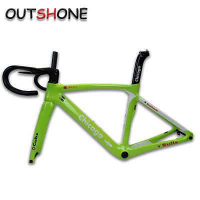 China Road Bikes Latest DIY Road Carbon Frame Road Bicycle Frame Logo Customization With Fork + Headset + Seat Column + Carbon Clips for sale