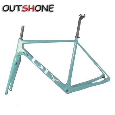 China Road Bikes Full Carbon Fiber T700 Gravel Bike Frame GR029 BSA Custom Paint Frok 100X15mm Or 100X12mm With Offset Seatpost for sale