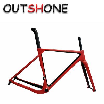 China Carbon Gravel Frame With Flat Disc Brake Mount 12*142 For 2.1