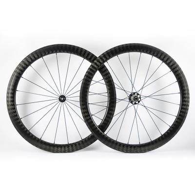 China Mountain Bikes 2020 New Factory T800 Carbon Wheelset 50mm Lock Road Bike Anvil 12k Twill Carbon Tubular Outer Center Bicycle Wheels for sale