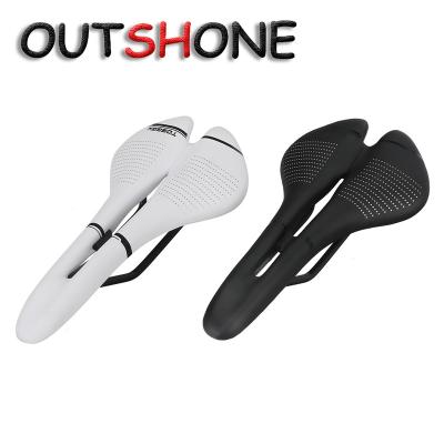 China Single Leather Microfiber Comfort Bike Saddle,Hollow Design Road Bike/MTB Saddle Bicycle Seat Breathable Bike Parts 2022 New Arrived for sale