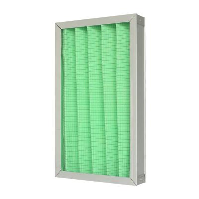 China Primary Aluminum Frame Pharmaceutical Factory Custom Efficiency Folding Type Pleated Air Filter With Iron Wire Mesh for sale