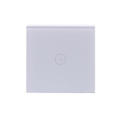 China Tempered Glass +V0 Fire Resistance ABS WIFI 1 Strip EU Standard Tuya Smart Home Touch Wall Lamp Switch Receiver For Tuya Light Smart Switch White for sale