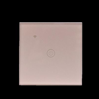 China Tempered Glass +V0 Fire Resitance ABS WIFI RF 433 1 Band Tuya EU Standard Smart Home Touch Wall Lamp Switch Receiver For Tuya Light Smart Switch Gold for sale