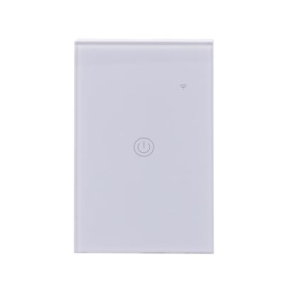 China Tempered Glass +V0 Fire Resitance ABS WIFI RF 433 1 Band US Tuya Standard Smart Home Touch Wall Lamp Switch Receiver For Life Light Smart App Smart Switch White for sale