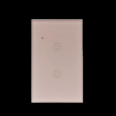 China Tempered Glass Fire Resistance ABS WIFI RF 433 +V0 Standard US 2 Band Tuya Smart Home Touch Wall Lamp Switch Receiver For Tuya Light Smart Switch Gold for sale