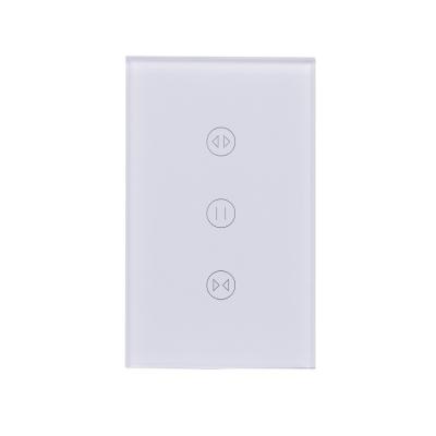 China Tempered Glass Fire Resitance ABS USA Tuya Zigbee +V0 Controlled Curtain Switch/Smart Curtain Switch Compatible with Alexa/Google Home/White/1way 3gang for sale