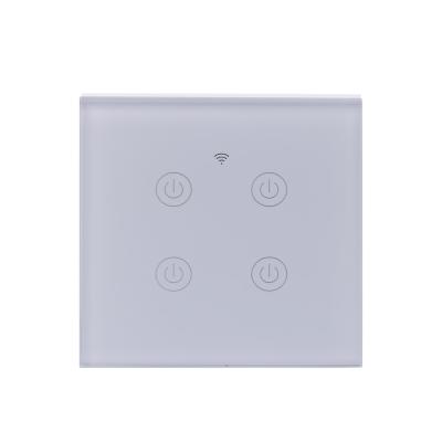 China White Home Wall Radio ABS Crystal Glass +Fireresistant 94-V0 Touch Switch 4 Touch Modern Strip Light DIY Remote Control Switch Google Alexa Voice Control for sale