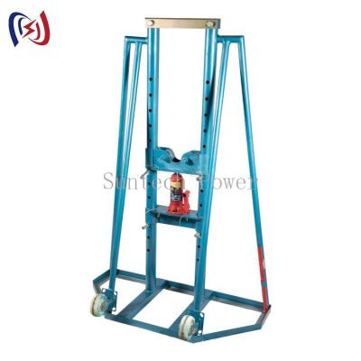 China 10T Hydraulic Pulling Electrical Cable Drum Roller Stand With Wheels for sale