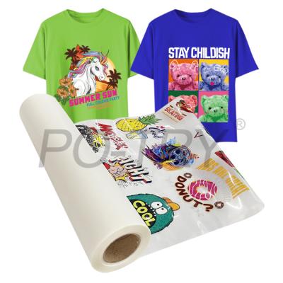 China Wholesale Water Soluble Transparent Heat Transfer PET Film For Screen Printing With Flip Powder Machine T-shirt Printer for sale