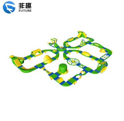 China Outdoor Inflatable Water Fun Places Big Inflatable Water Obstacle Course In The Lake.floating Water Slide And Bouncer Park Toy For Kid And Adult for sale