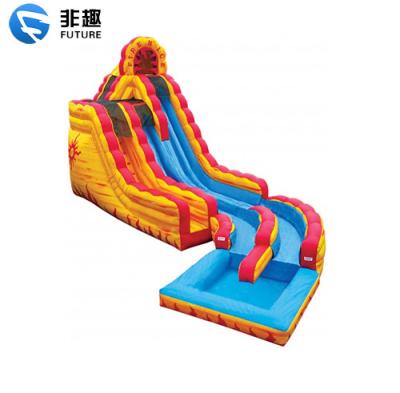 China Outerdoor water fun giant inflatable fire and ice water slide with swimming pool; Inflatable swimming pool with slide.inflatable water park for sale