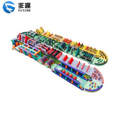 China Longest and tallest amusement park mall school the giant inflatable obstacle course for adults and child. Inflatable Slide And Bouncer Amusement Equipment for sale