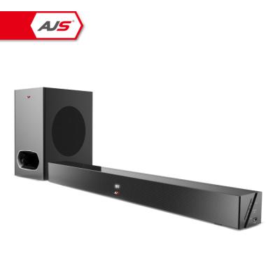 China AJS wireless system home theater 2.1ch 90W stereo soundbar speaker with wireless subwoofer for sale