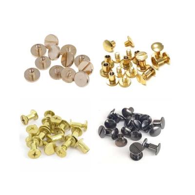 China Round Customized Brass Male Female Binding Screw Set - Chicago Screw / Chicago Bolt, Small Dacromet Thread, Double Head for sale