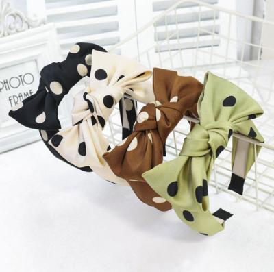 China Fashion Cute Korean Fashion Polka Dot Bow Headband For Women Girls for sale