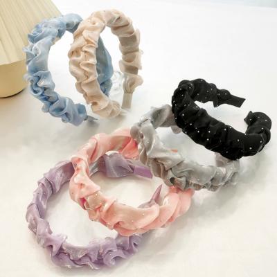 China Designer Fashion Hair Band Solid Color Pleats Pattern Designer Headband Hair Accessories For Women for sale