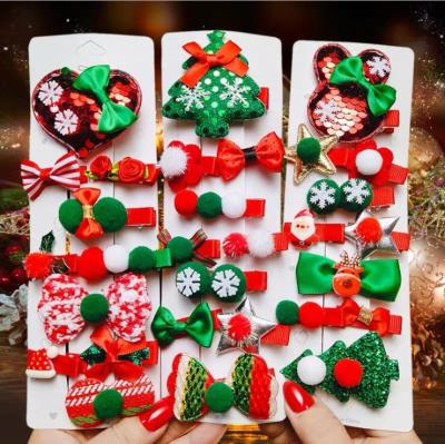 China New Sweet Baby Hair Clips Bows Cute Snowman Christmas Hair Clips Hair Accessories for sale