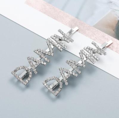 China 2019 NEW Fashion Letter Trendy Hair Clips For Girls Women Diamond Crystal rhinestoneHair Clip for sale