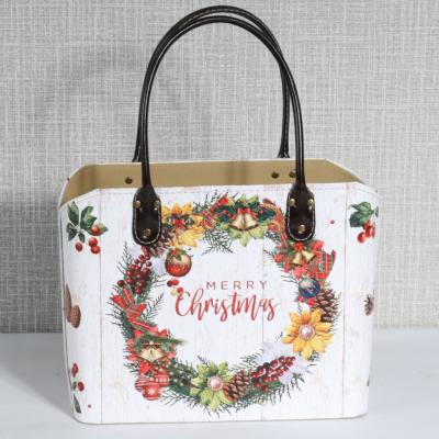 China Sustainable Handmade Leather Storage Basket Christmas for sale