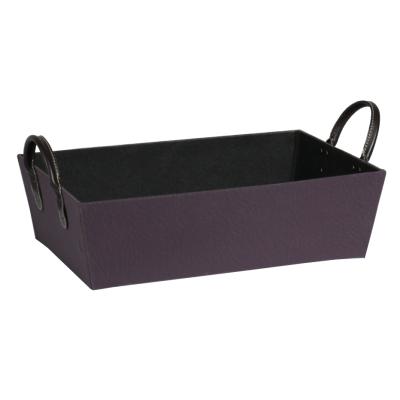 China Large Sustainable Rectangular Leather Basket Supplier for sale