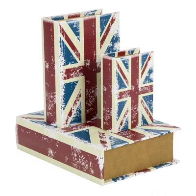 China Uion Jack Design Handmade Faux Wooden Gift Decorative Book Boxes for sale