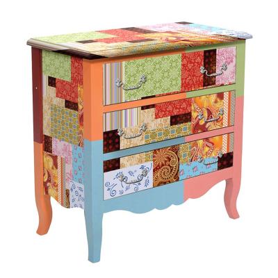 China Vintage And Durable Colorful Style Bedroom Chest Of Drawers Cheap Shallow Design Wholesale for sale