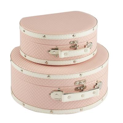 China Home Decoration & vintage decorative style small storage pink leather suitcase for sale