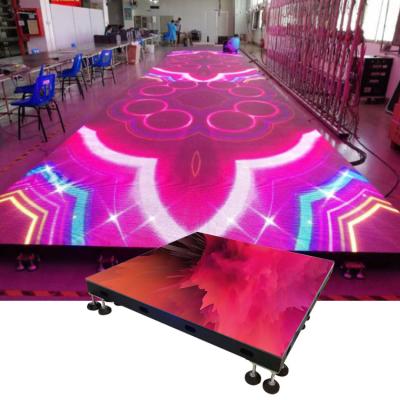 China Hotel Porcelain Interactive Colorful Video Led Demonstration Dance Floor Stage Floor for sale